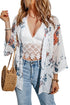 Multicolor Print Open Front Bell Sleeve Kimono